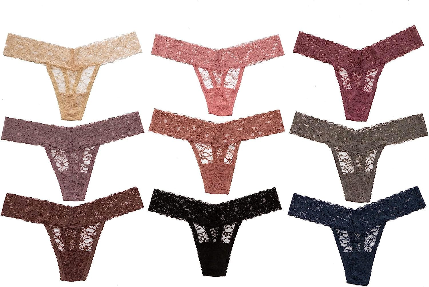 Alyce Ives Intimates Womens All Lace Thong, Pack of 10 Assorted Pack / Medium