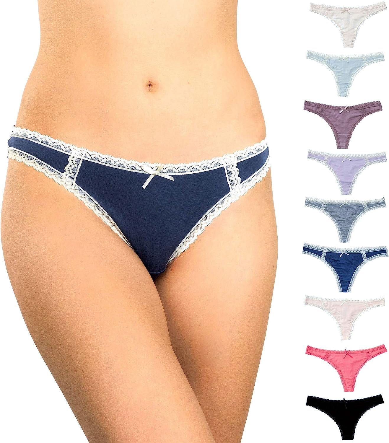Alyce Ives Intimates Womens All Lace Thong, Pack of 10 Lace Trim / X-Large
