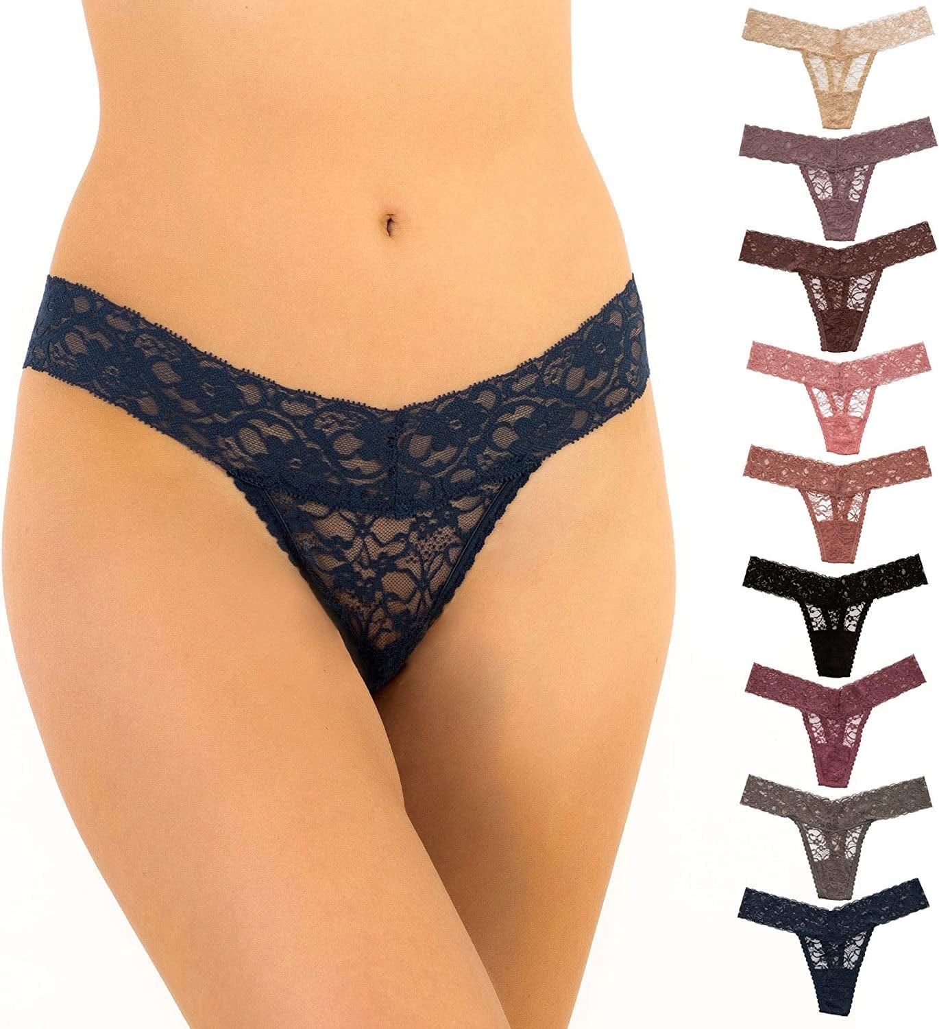 Alyce Ives Intimates Womens All Lace Thong, Pack of 10