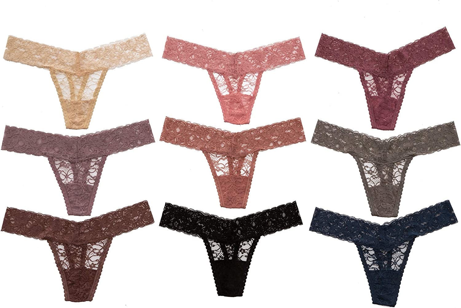Alyce Ives Intimates Womens All Lace Thong, Pack of 10 Assorted Pack / Small