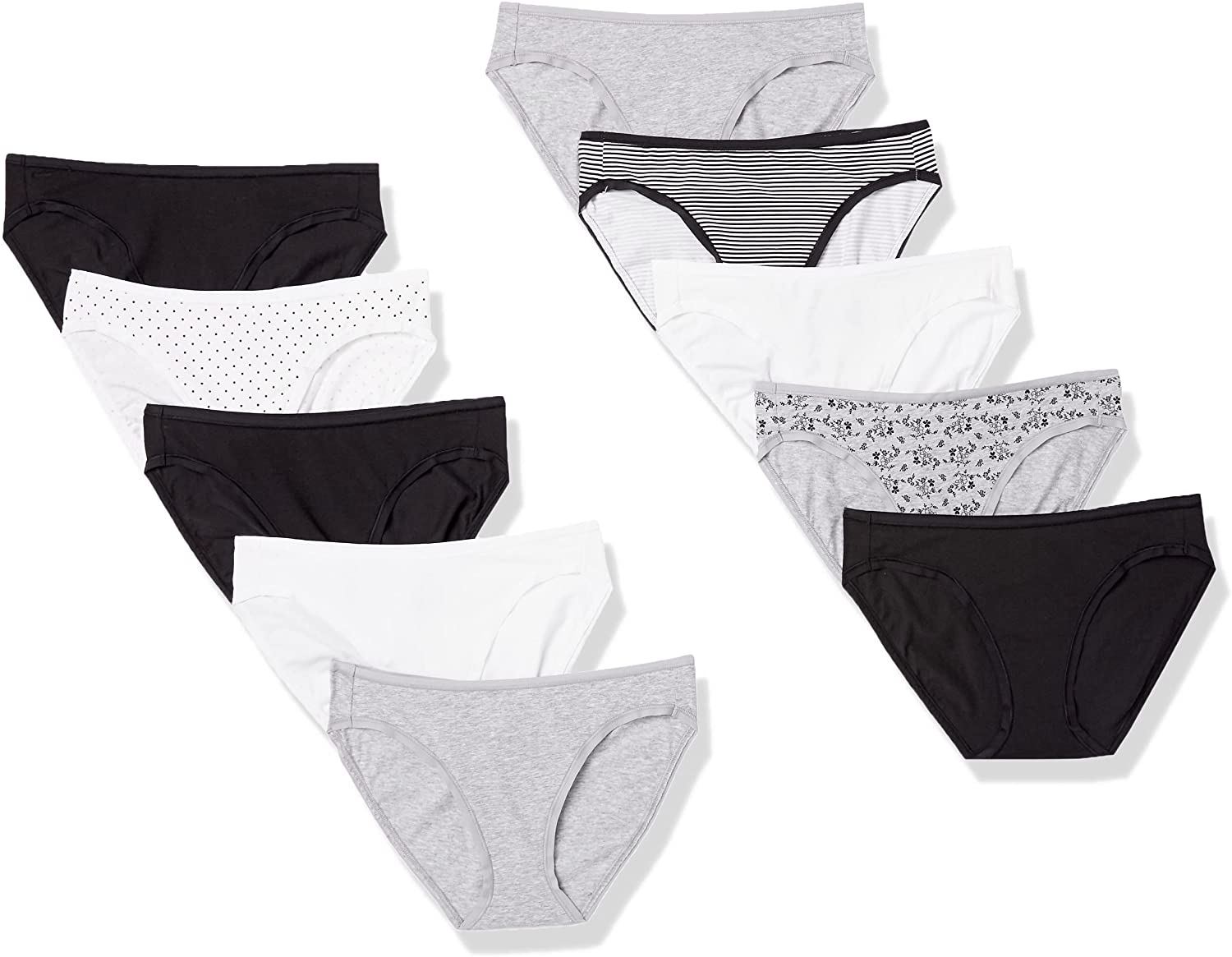 Amazon Essentials Women'S Cotton Bikini Brief Underwear, Multipacks Apparel & Accessories > Clothing > Underwear & Socks > Underwear KYLIE MAX Neutral Print 10 Large