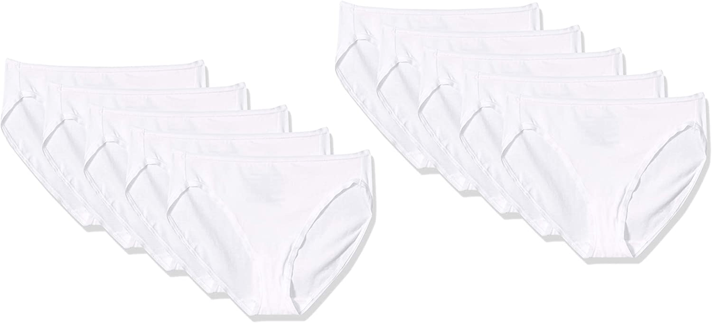 Amazon Essentials Women'S Cotton High Leg Brief Underwear, Multipacks Apparel & Accessories > Clothing > Underwear & Socks > Underwear KYLIE MAX White 10 X-Small
