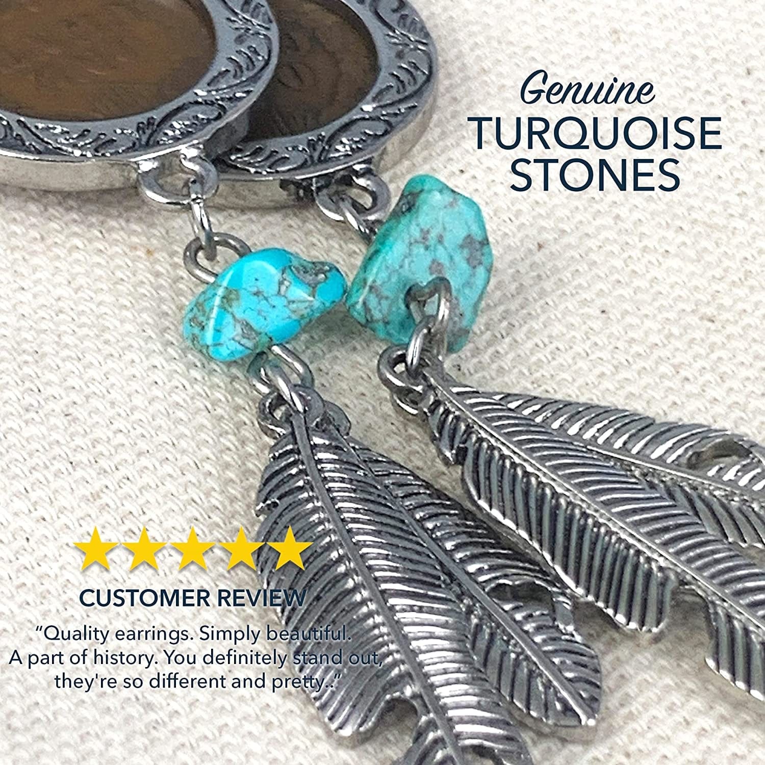 American Coin Treasures 100 Year Old Indian Head Penny Feather Silvertone Coin Earrings Apparel & Accessories > Jewelry > Earrings American Coin Treasures