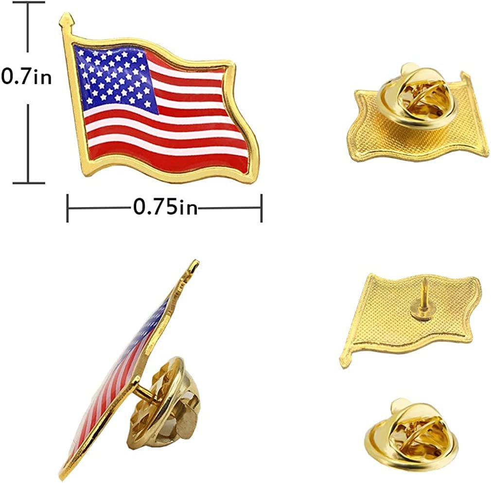 American Flag Lapel Pins - USA Waving Flag Pins United States US Badge Pins Brooch-24/50/100 Pack