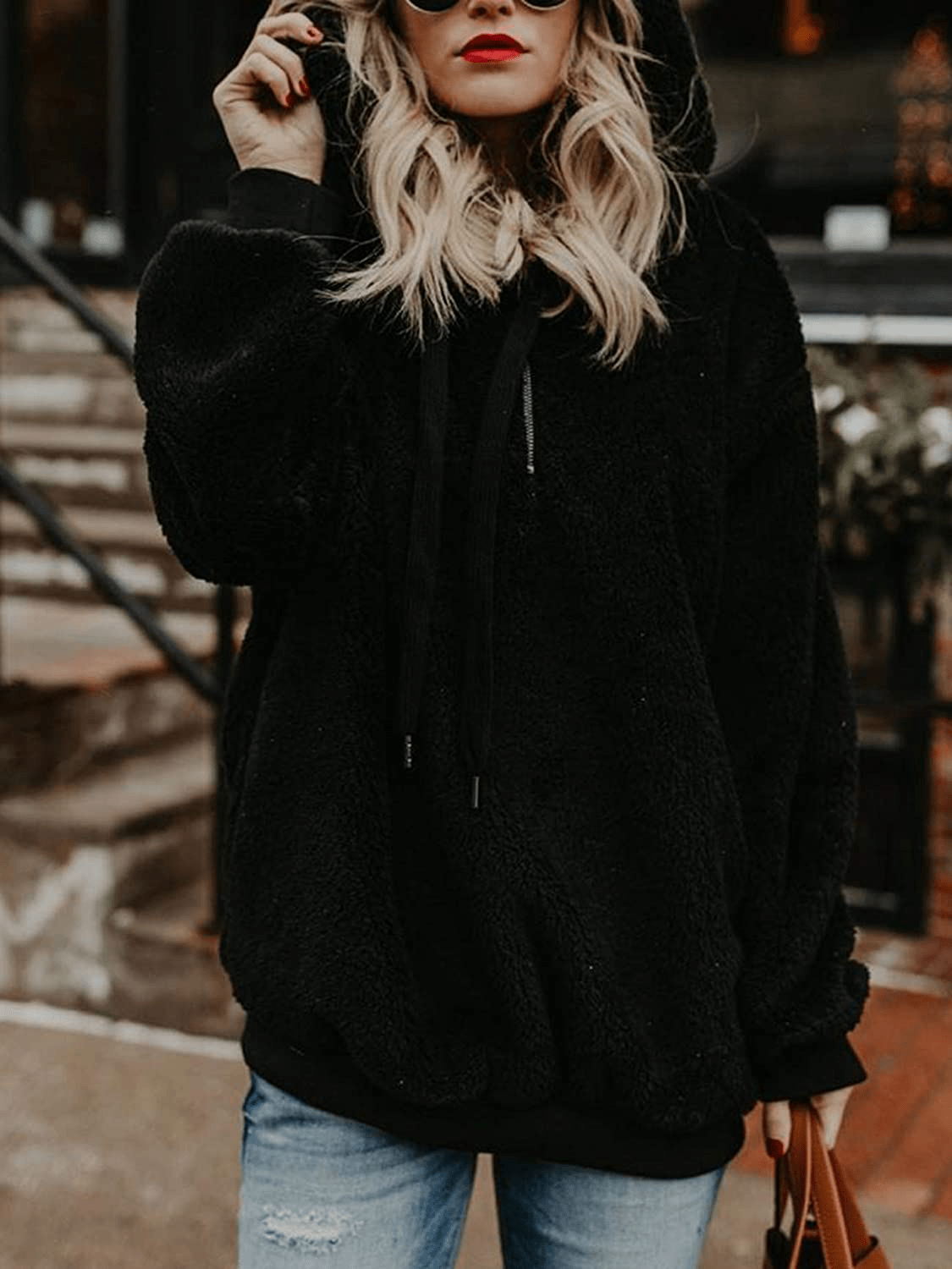 American Trends Oversized Sweatshirts for Women Athletic Womens Sherpa Hoodie Fluffy Women'S Hoodies Pullover with Pockets Apparel & Accessories > Clothing > Activewear Kylie Max