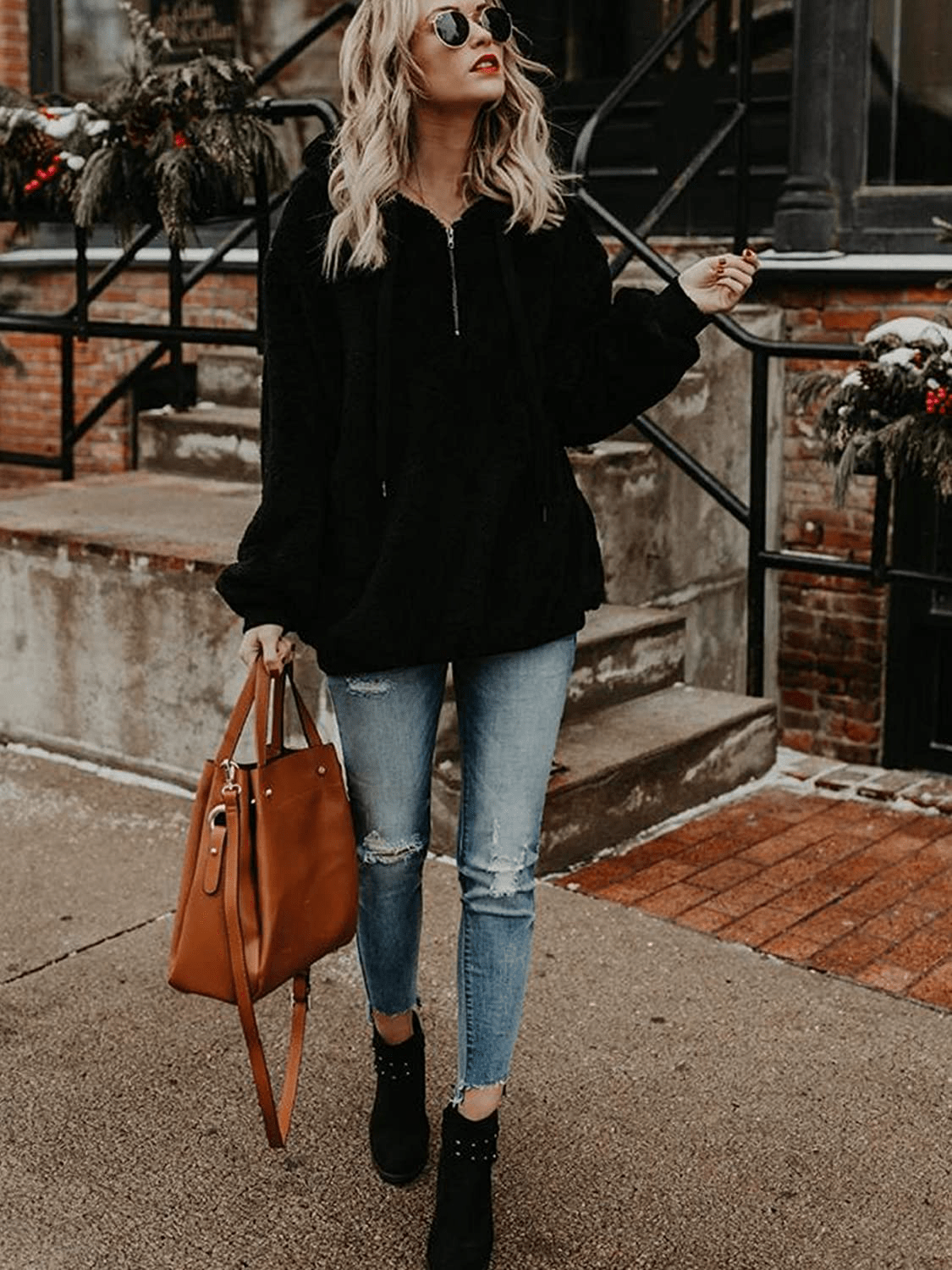 American Trends Oversized Sweatshirts for Women Athletic Womens Sherpa Hoodie Fluffy Women'S Hoodies Pullover with Pockets Apparel & Accessories > Clothing > Activewear Kylie Max