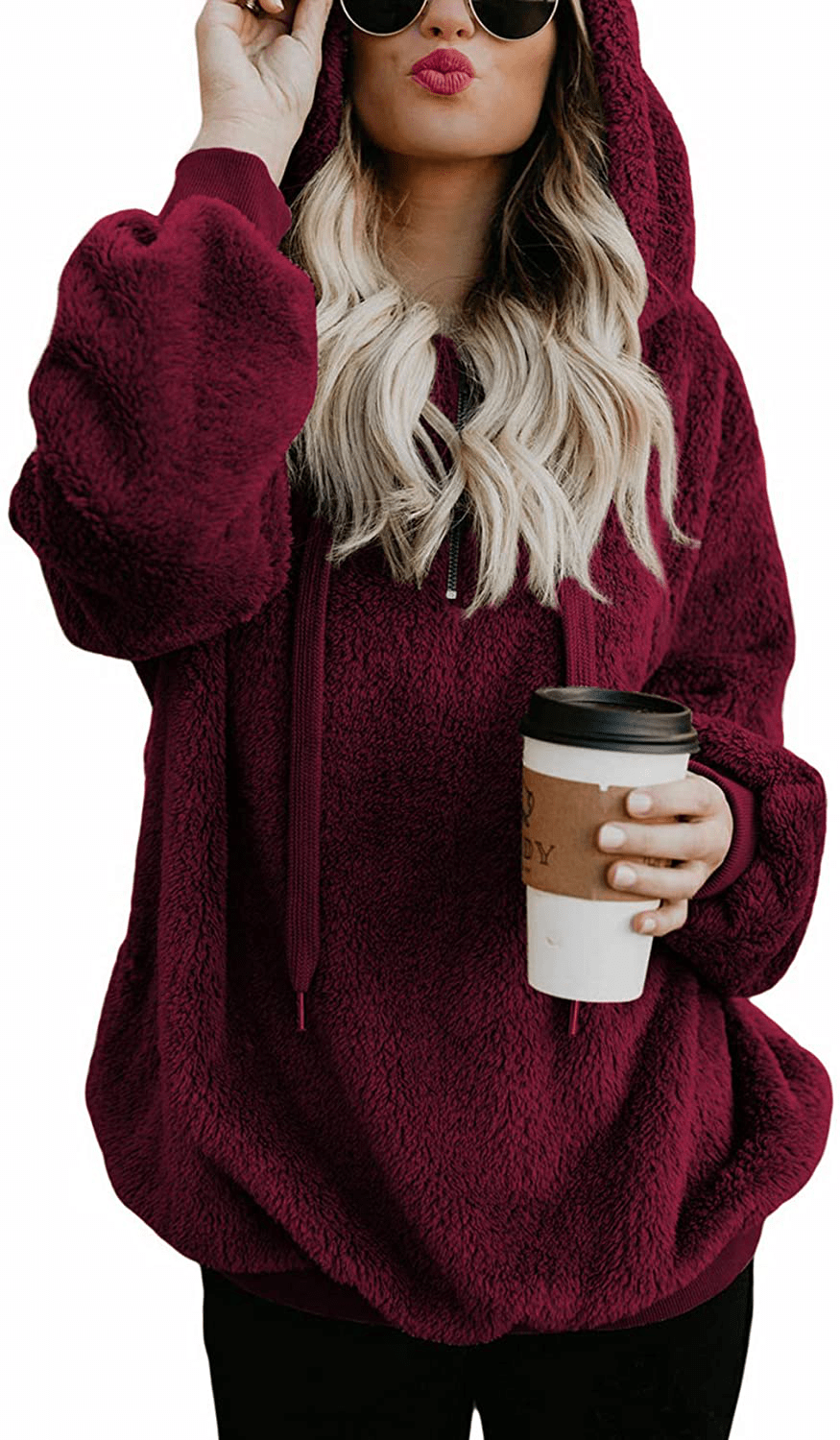 American Trends Oversized Sweatshirts for Women Athletic Womens Sherpa Hoodie Fluffy Women'S Hoodies Pullover with Pockets Apparel & Accessories > Clothing > Activewear Kylie Max