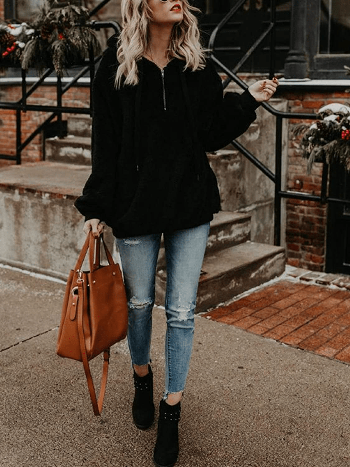American Trends Oversized Sweatshirts for Women Athletic Womens Sherpa Hoodie Fluffy Women'S Hoodies Pullover with Pockets Apparel & Accessories > Clothing > Activewear Kylie Max