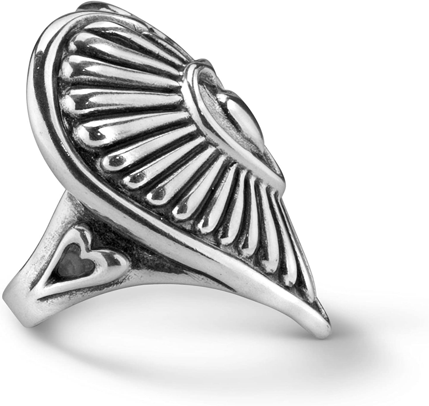 American West Sterling Silver Women'S Statement Ring Heart & Sunburst Design Size 5 to 10