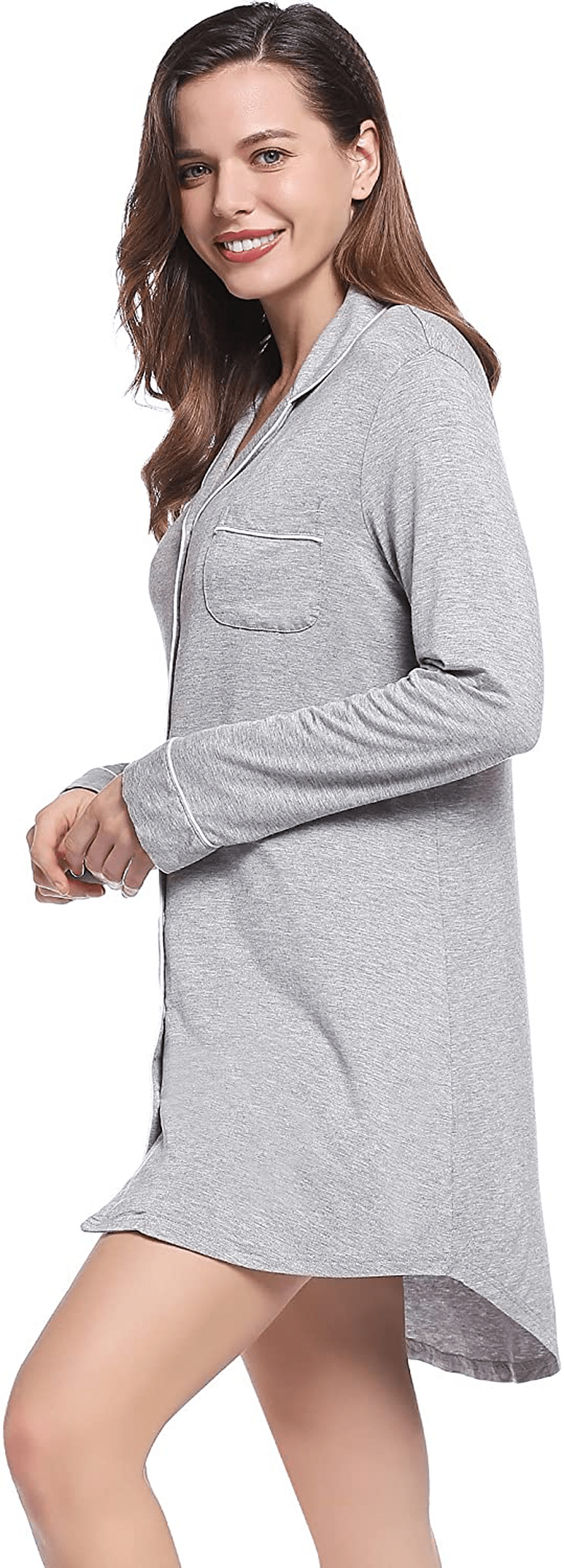 Amorbella Womens Long Sleeve Nightgown Button down Nightshirt Bamboo Sleep Shirt Soft Pajama Top Apparel & Accessories > Clothing > Sleepwear & Loungewear > Nightgowns Kylie Max