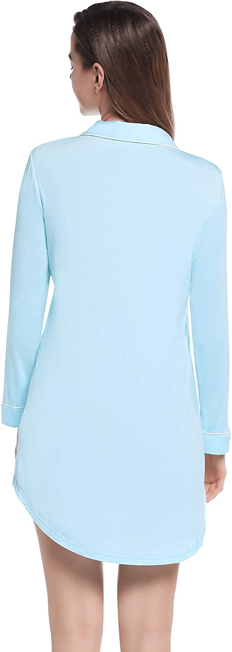 Amorbella Womens Long Sleeve Nightgown Button down Nightshirt Bamboo Sleep Shirt Soft Pajama Top Apparel & Accessories > Clothing > Sleepwear & Loungewear > Nightgowns Kylie Max