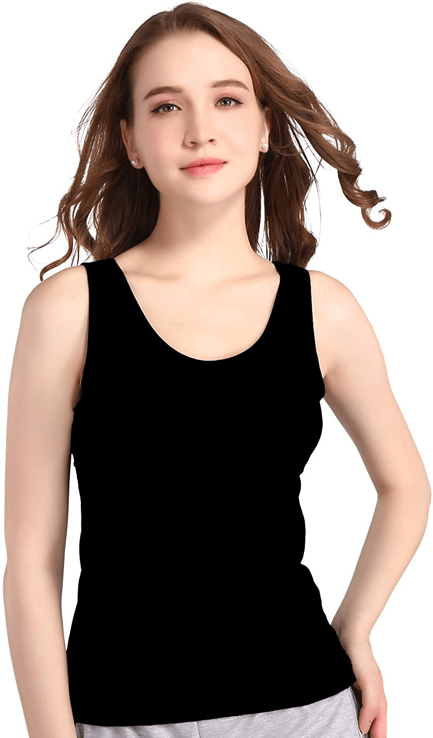AMVELOP Elastic Tank Tops for Women Undershirts Pack of 4 Slim-Fit Apparel & Accessories > Clothing > Activewear Kylie Max