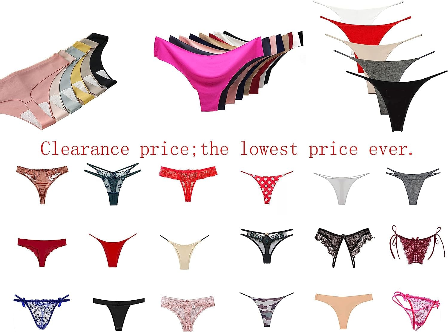 AMZIRAN Women Variety of Underwear Pack T-Back Thong G-String Panties