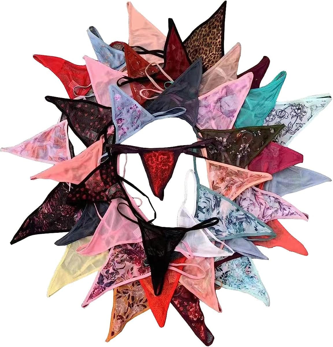 AMZIRAN Women Variety of Underwear Pack T-Back Thong G-String Panties