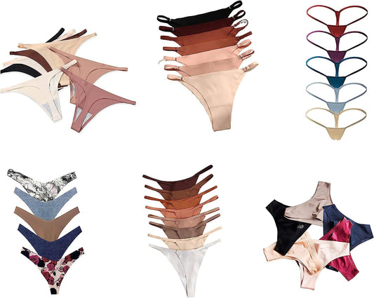AMZIRAN Women Variety of Underwear Pack T-Back Thong G-String Panties 30 / Medium