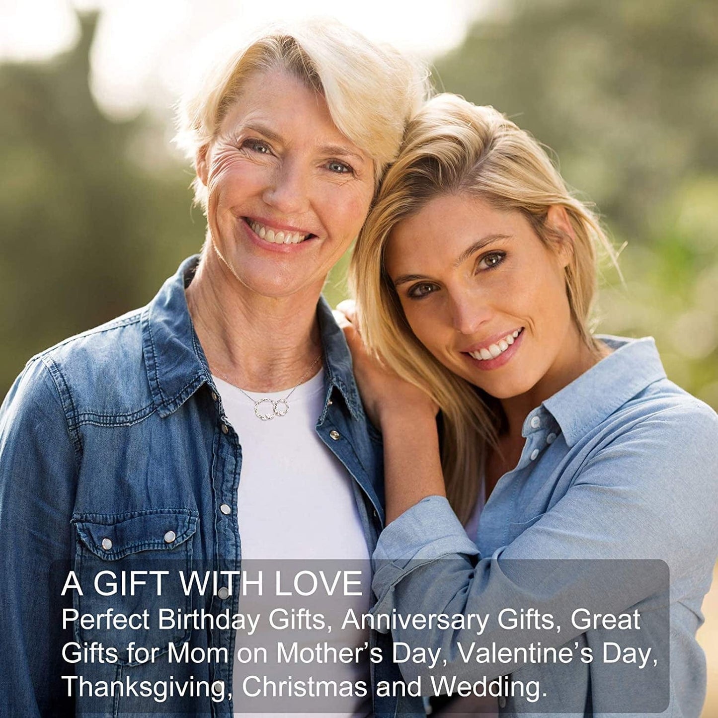 Analysisylove Aunt Niece Necklace - Sterling Silver Two Interlocking Infinity Double Circle Pendant for Women, Mothers Day Jewelry Birthday Gift, Aunt Gifts from Niece