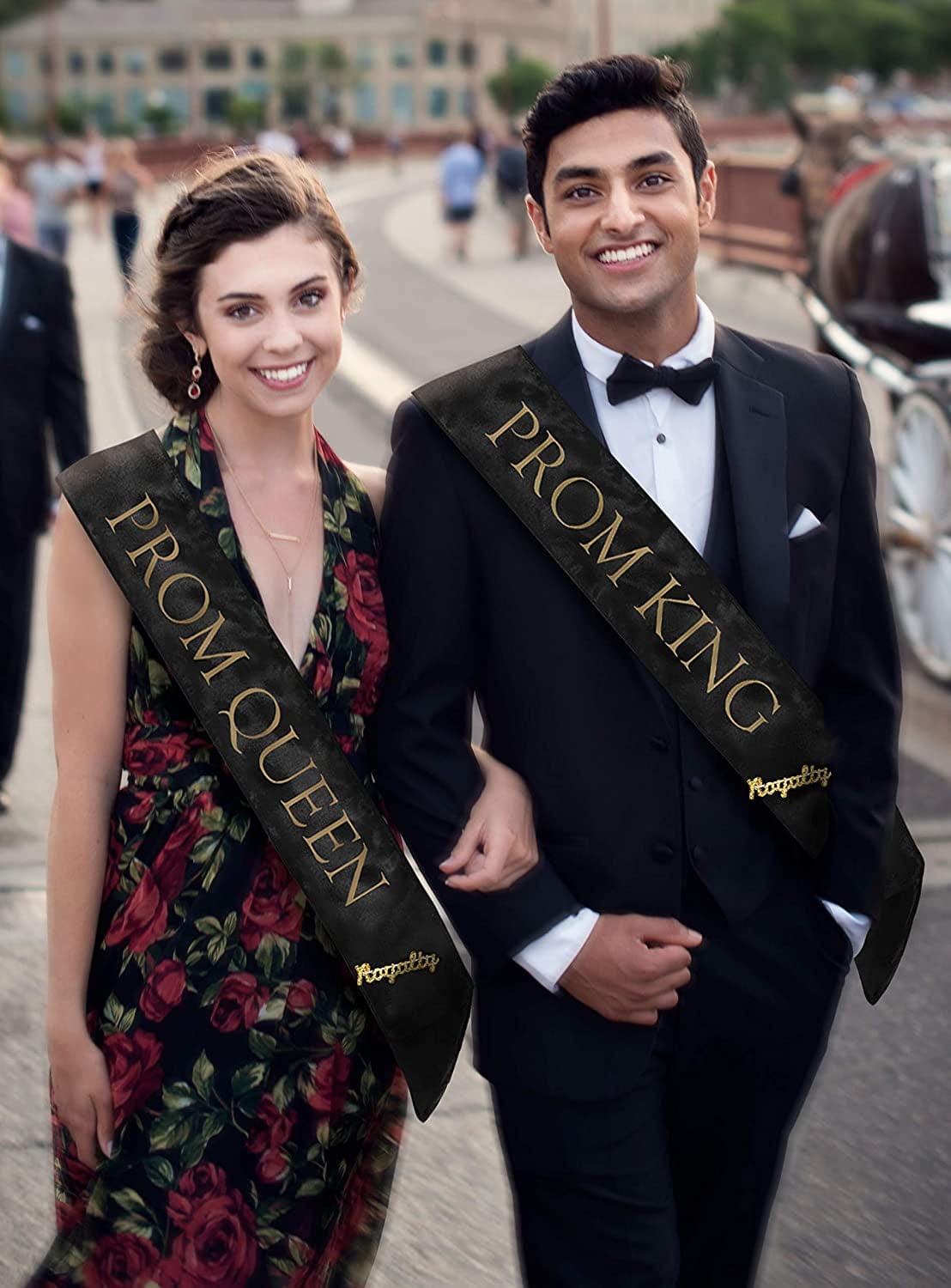 Anderson'S Black Prom Royalty Sash Set, 2 Sashes and 2 Royalty Pins Apparel & Accessories > Clothing Accessories > Sashes Anderson's