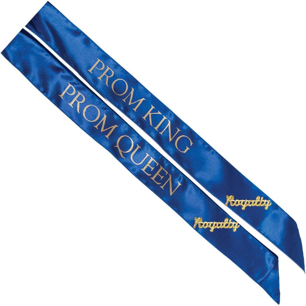 Anderson'S Black Prom Royalty Sash Set, 2 Sashes and 2 Royalty Pins Apparel & Accessories > Clothing Accessories > Sashes Anderson's Blue/Gold Sashes/Gold Royalty Pins