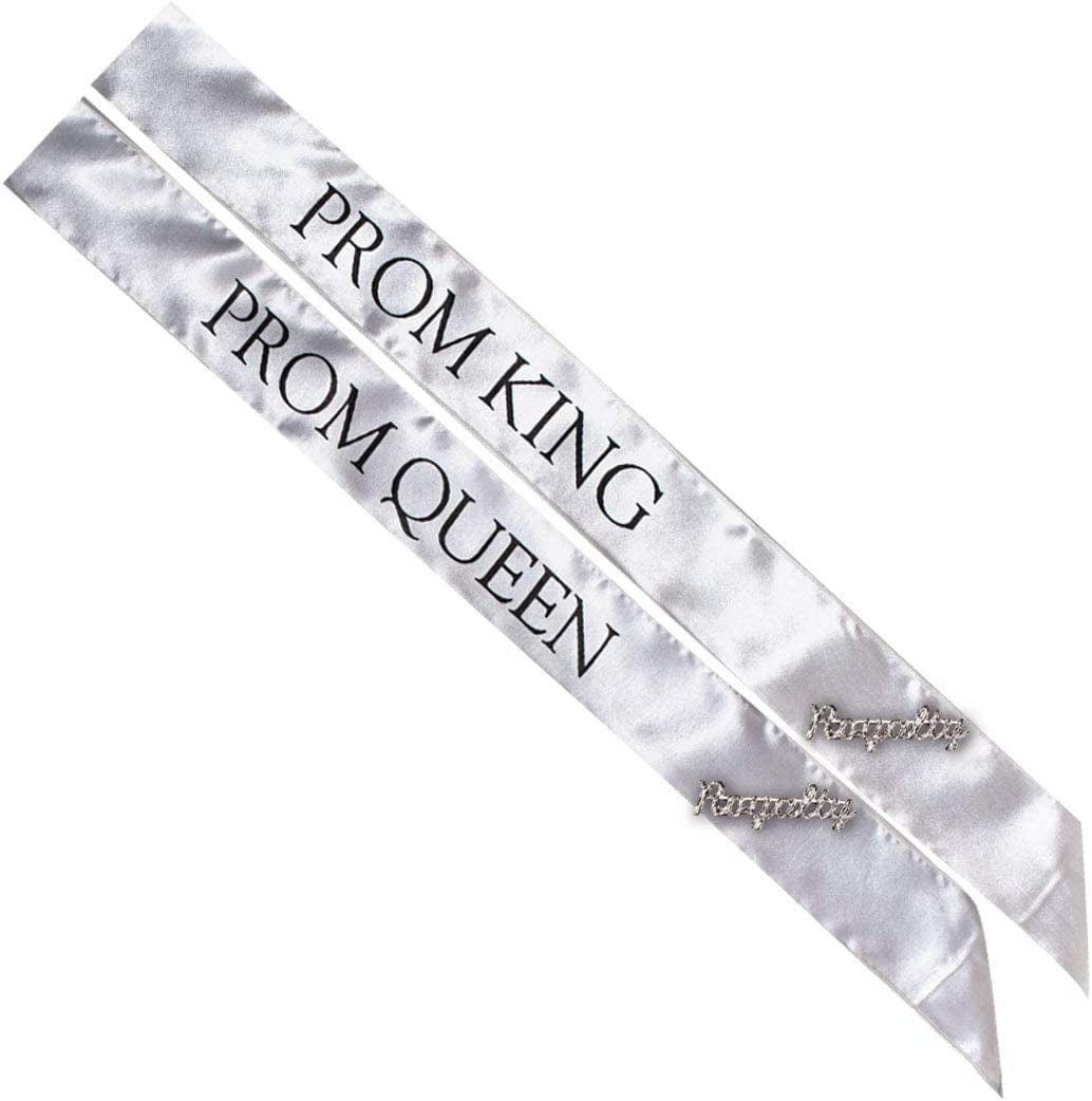 Anderson'S Black Prom Royalty Sash Set, 2 Sashes and 2 Royalty Pins Apparel & Accessories > Clothing Accessories > Sashes Anderson's Silver/Black Sashes/Silver Royalty Pins