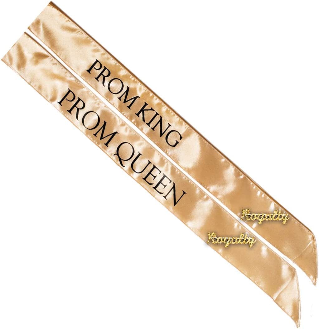 Anderson'S Black Prom Royalty Sash Set, 2 Sashes and 2 Royalty Pins Apparel & Accessories > Clothing Accessories > Sashes Anderson's Gold/Black Sashes/Gold Royalty Pins