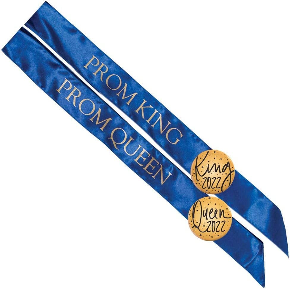 Anderson'S Black Prom Sash Set, King and Queen Sashes, Gold Buttons Apparel & Accessories > Clothing Accessories > Sashes Anderson's Blue/Gold Sashes and Gold/Black Buttons
