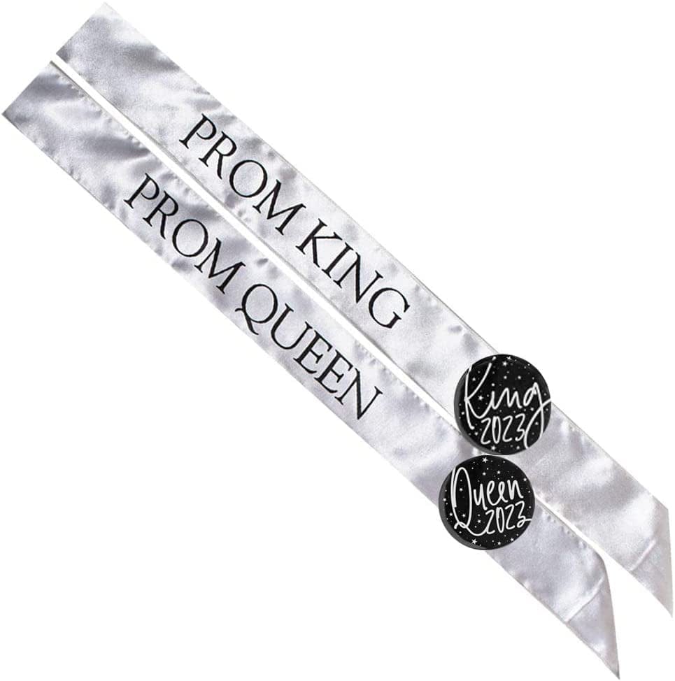 Anderson'S Black Prom Sash Set, King and Queen Sashes, Gold Buttons Apparel & Accessories > Clothing Accessories > Sashes Anderson's Silver/Black Sashes and Black/White Buttons