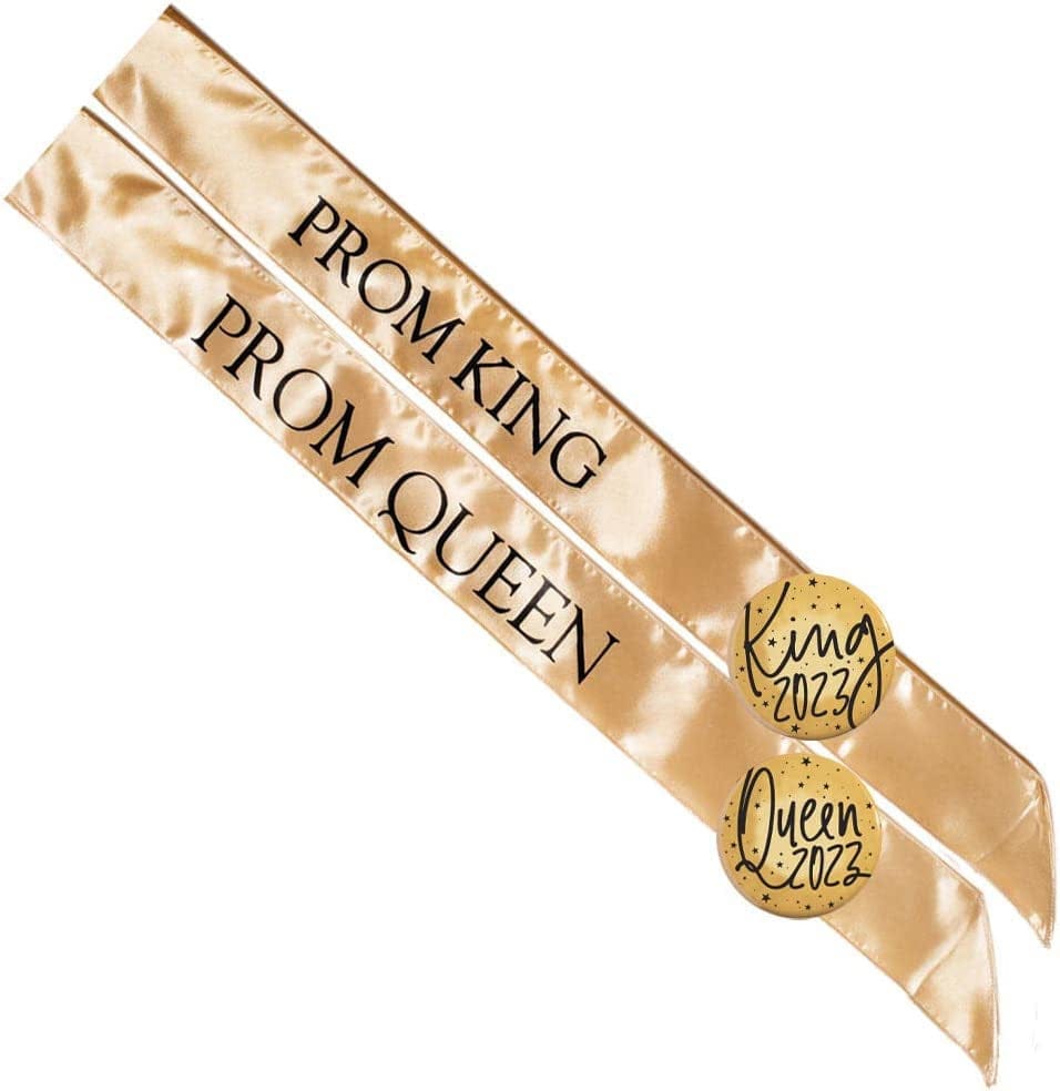 Anderson'S Black Prom Sash Set, King and Queen Sashes, Gold Buttons Apparel & Accessories > Clothing Accessories > Sashes Anderson's Gold/Black Sashes and Gold/Black Buttons