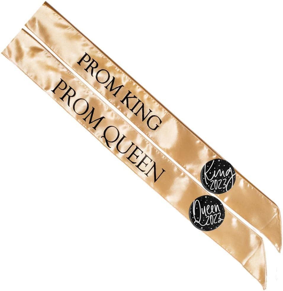 Anderson'S Black Prom Sash Set, King and Queen Sashes, Gold Buttons Apparel & Accessories > Clothing Accessories > Sashes Anderson's Gold/Black Sashes and Black/White Buttons