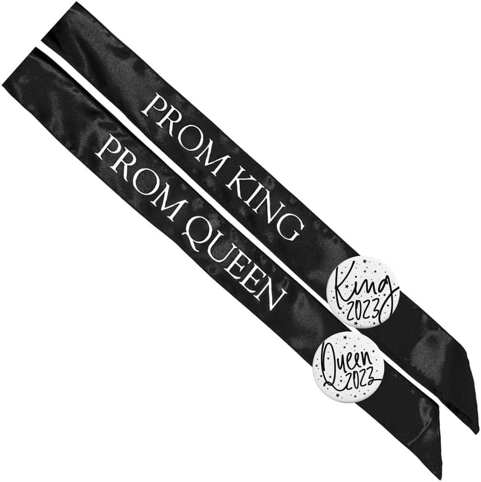Anderson'S Black Prom Sash Set, King and Queen Sashes, Gold Buttons Apparel & Accessories > Clothing Accessories > Sashes Anderson's Black/White Sashes and White/Black Buttons