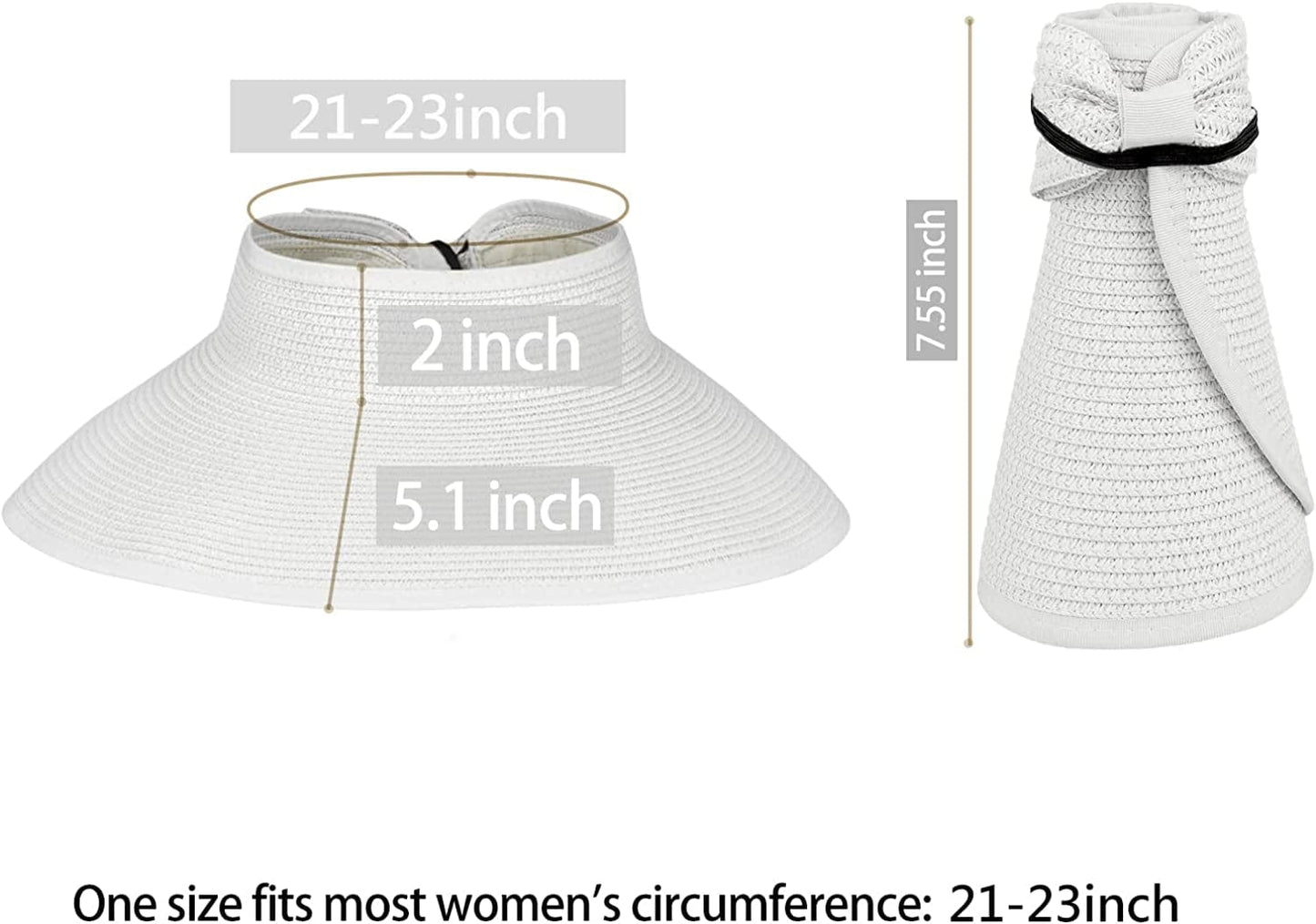 Andiker Women Roll up Sun Visors Hat, Fordable Wide Brim Ponytail Beach Hat with a Storage Bag Apparel & Accessories > Clothing Accessories > Hats Andiker