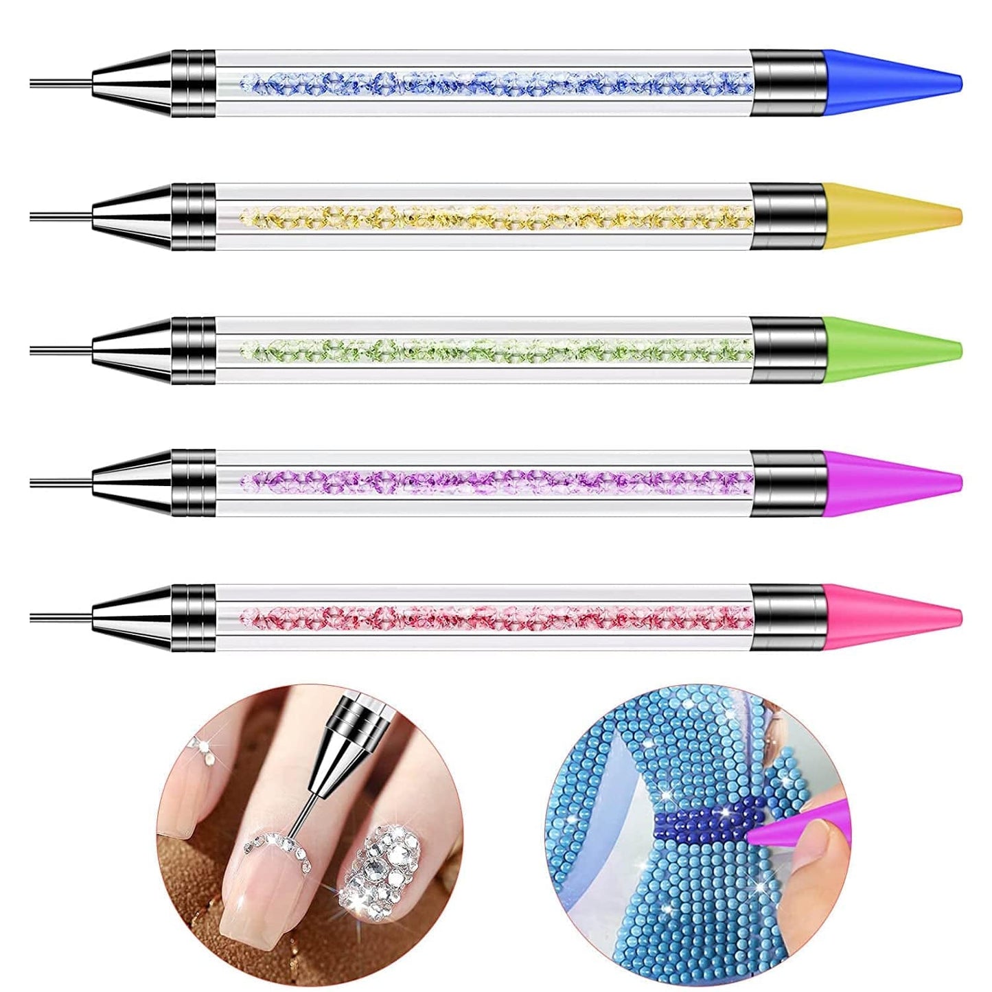 Anezus 4Pcs Wax Pencil for Rhinestones, Rhinestone Pickup Tool Jewel Gems Crystals Studs Picker Dotting Pen Rhinestone Applicator Tool for Nail Art DIY Decoration Health & Beauty > Personal Care > Cosmetics > Cosmetic Tools > Nail Tools anezus 5 Colors