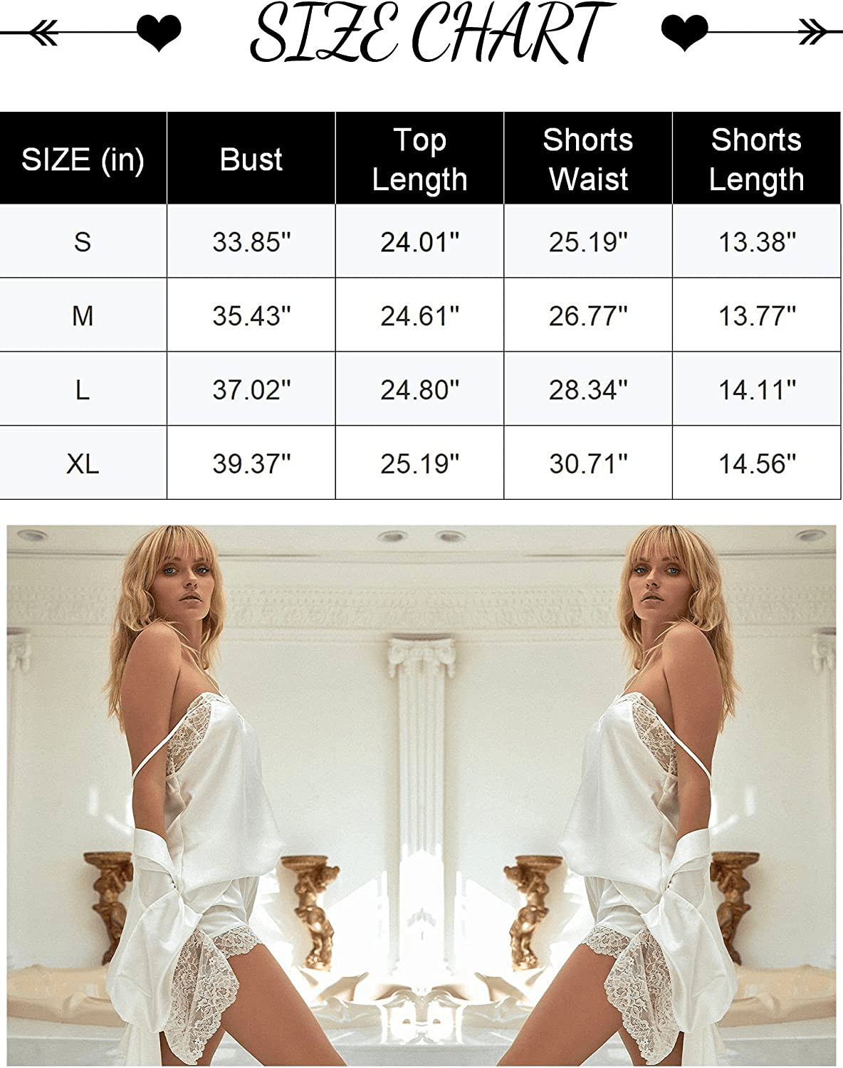Anfinor Satin Pajama Set Womens Sleepwear Sexy Lingerie Silk Lace Trim Pjs Cami Shorts Set Nightwear Apparel & Accessories > Clothing > Sleepwear & Loungewear Kylie Max
