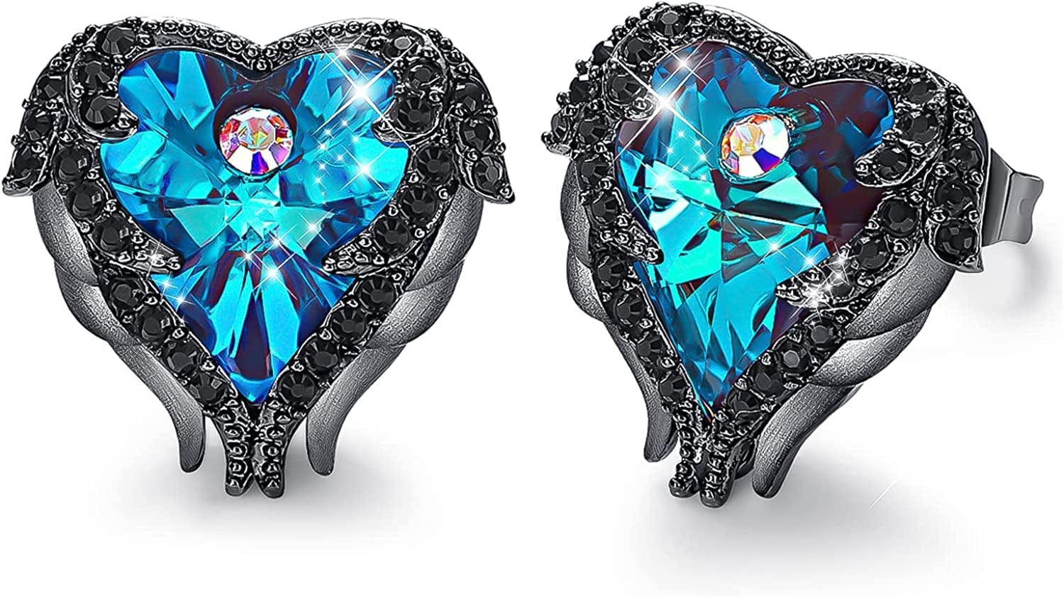 Angel Wing Earrings for Women Stud Earring for Mom Rhodium Plated Christmas Mother'S Day Valentine’S Day Jewelry Gifts for Women Wife Moms Girl 8_Dark Blue