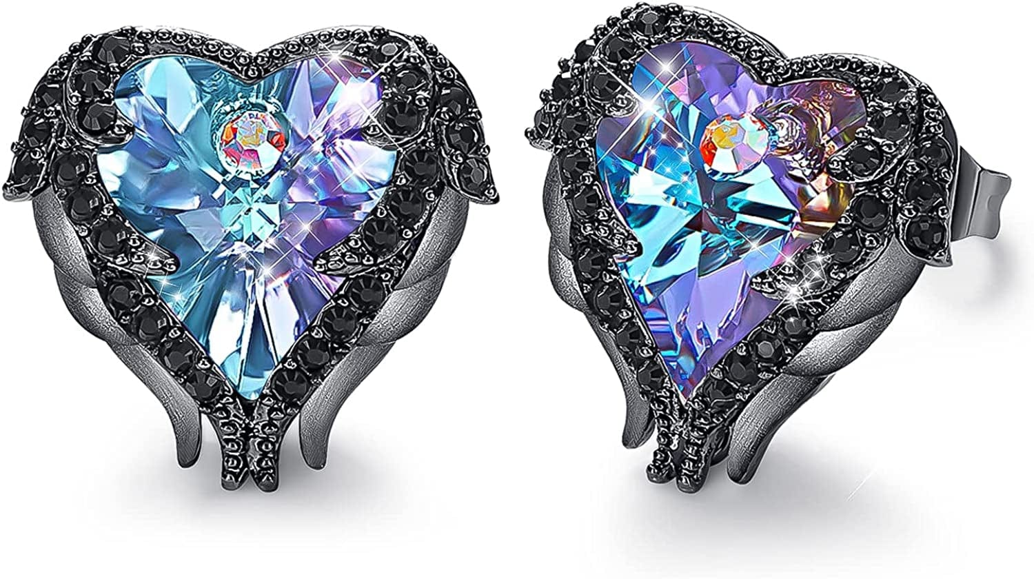 Angel Wing Earrings for Women Stud Earring for Mom Rhodium Plated Christmas Mother'S Day Valentine’S Day Jewelry Gifts for Women Wife Moms Girl 9_Dark purple