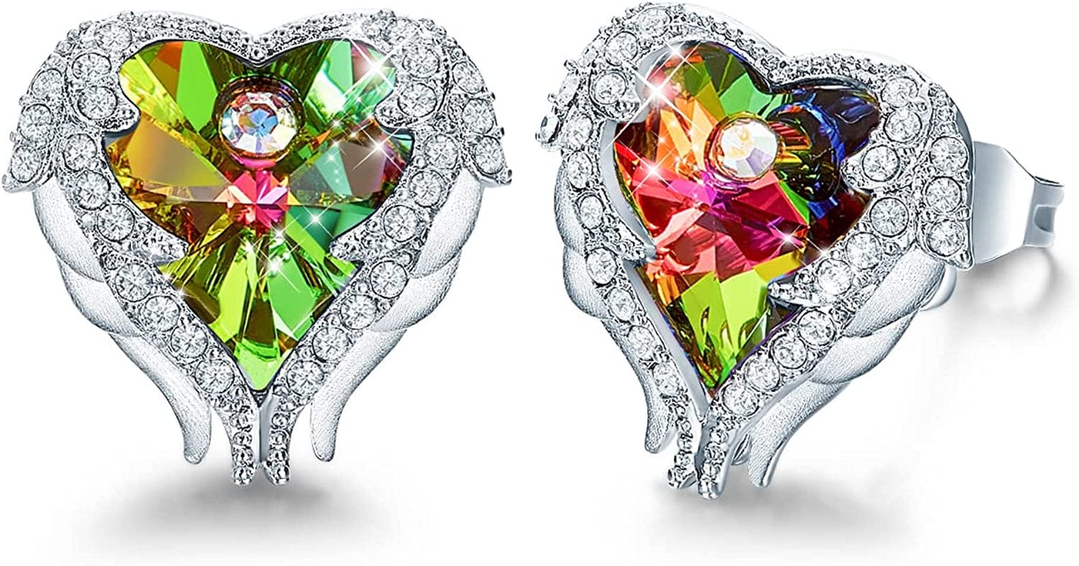 Angel Wing Earrings for Women Stud Earring for Mom Rhodium Plated Christmas Mother'S Day Valentine’S Day Jewelry Gifts for Women Wife Moms Girl 4_Colorful