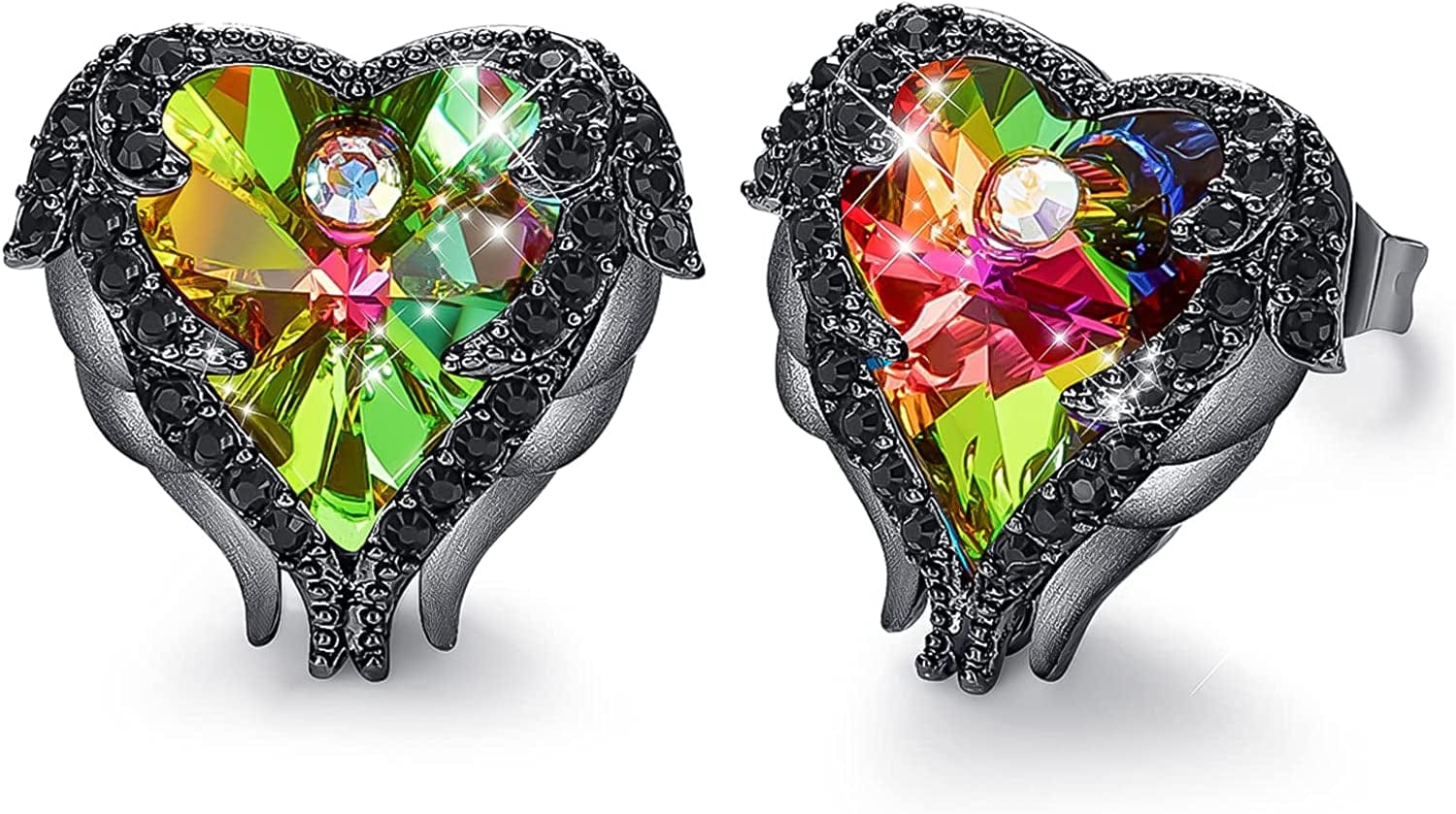 Angel Wing Earrings for Women Stud Earring for Mom Rhodium Plated Christmas Mother'S Day Valentine’S Day Jewelry Gifts for Women Wife Moms Girl 12_Green