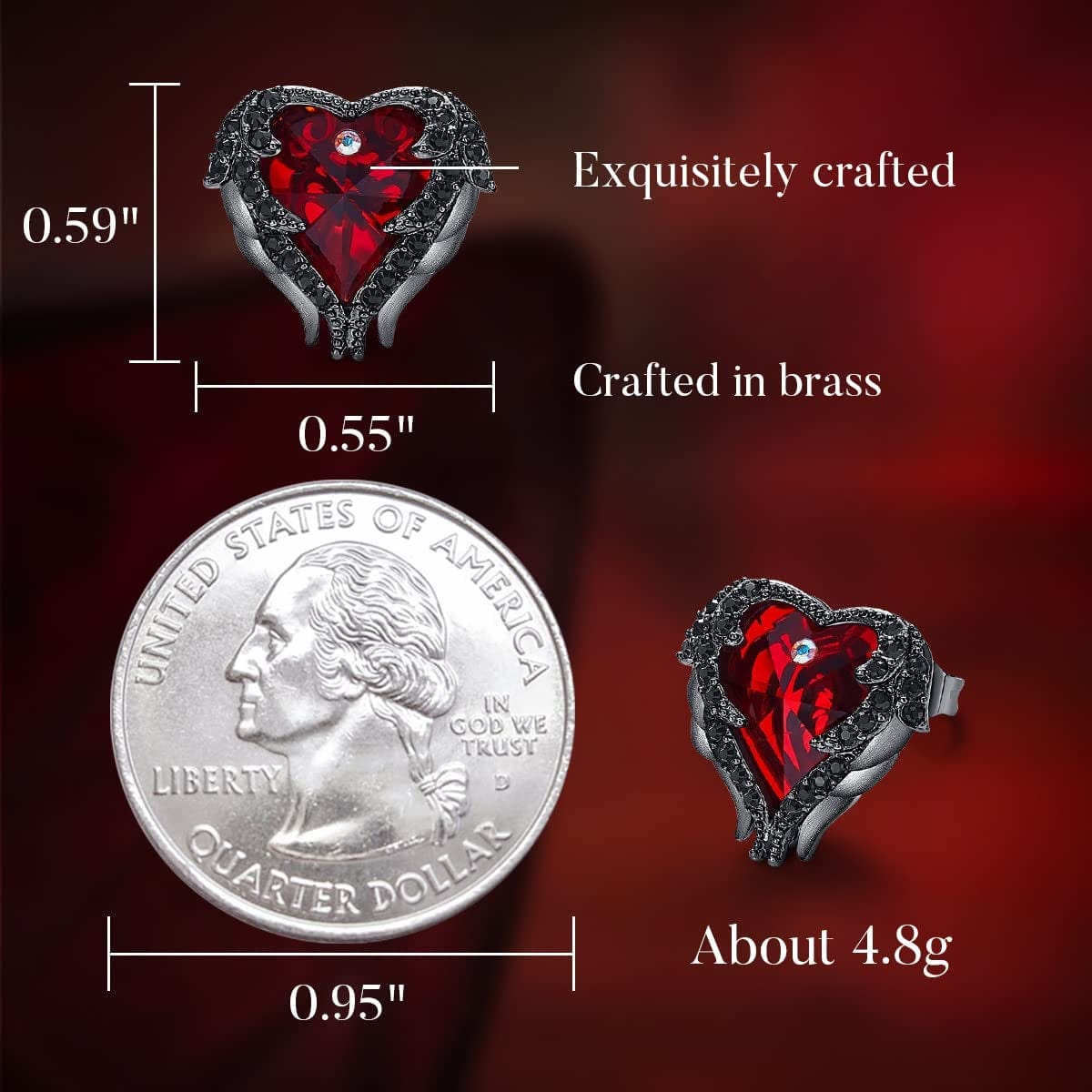 Angel Wing Earrings for Women Stud Earring for Mom Rhodium Plated Christmas Mother'S Day Valentine’S Day Jewelry Gifts for Women Wife Moms Girl