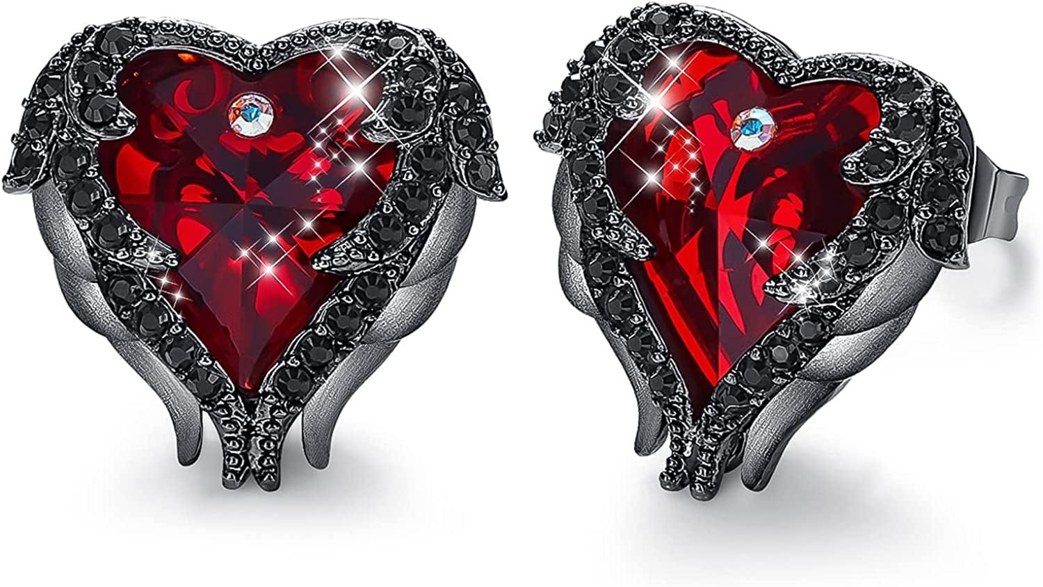 Angel Wing Earrings for Women Stud Earring for Mom Rhodium Plated Christmas Mother'S Day Valentine’S Day Jewelry Gifts for Women Wife Moms Girl 7_Dark Red