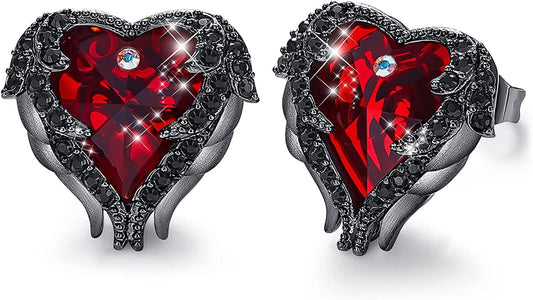 Angel Wing Earrings for Women Stud Earring for Mom Rhodium Plated Christmas Mother'S Day Valentine’S Day Jewelry Gifts for Women Wife Moms Girl 7_Dark Red