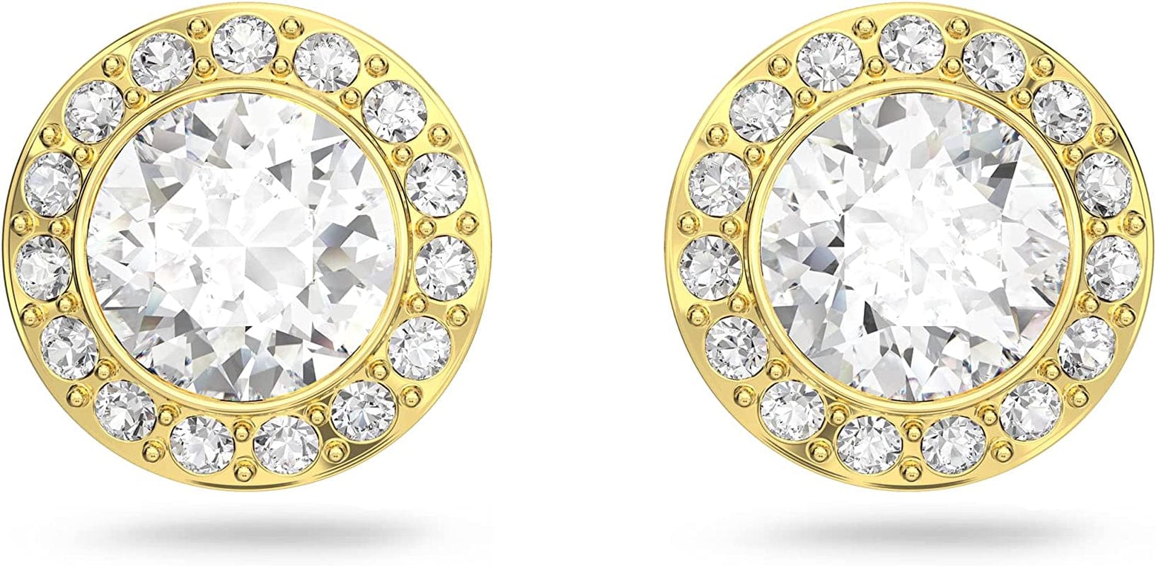 Angelic Crystal Jewelry Collection, Rose Gold & Gold Tone Finish Pierced Stud Earrings - Gold Tone Finish