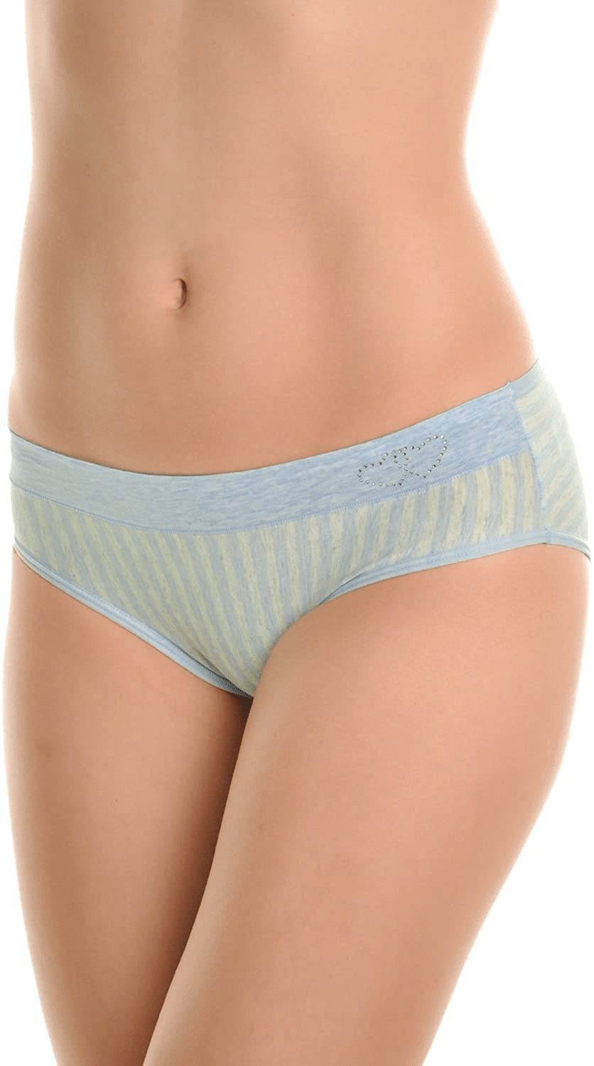 Angelina Women'S Assorted Printed Cotton Hiphuggers Hipster Panties (6-Pack) Apparel & Accessories > Clothing > Underwear & Socks > Underwear Angelina 6-pack Rhinestone Hearts X-Large