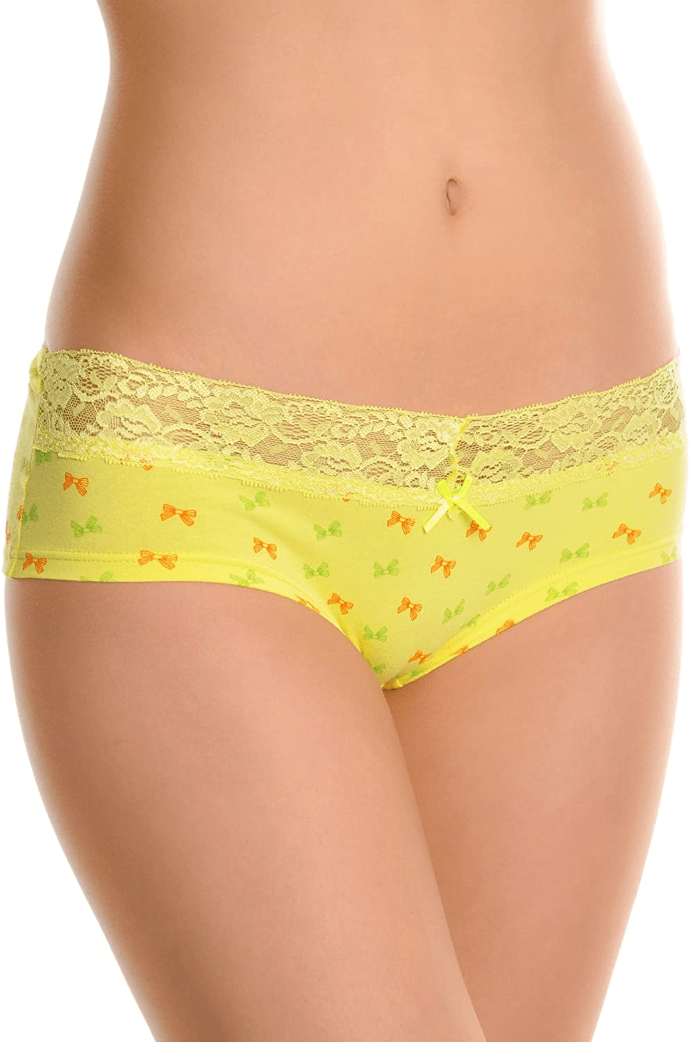 Angelina Women'S Assorted Printed Cotton Hiphuggers Hipster Panties (6-Pack) Apparel & Accessories > Clothing > Underwear & Socks > Underwear Angelina 6-pack Bow Print Design Large