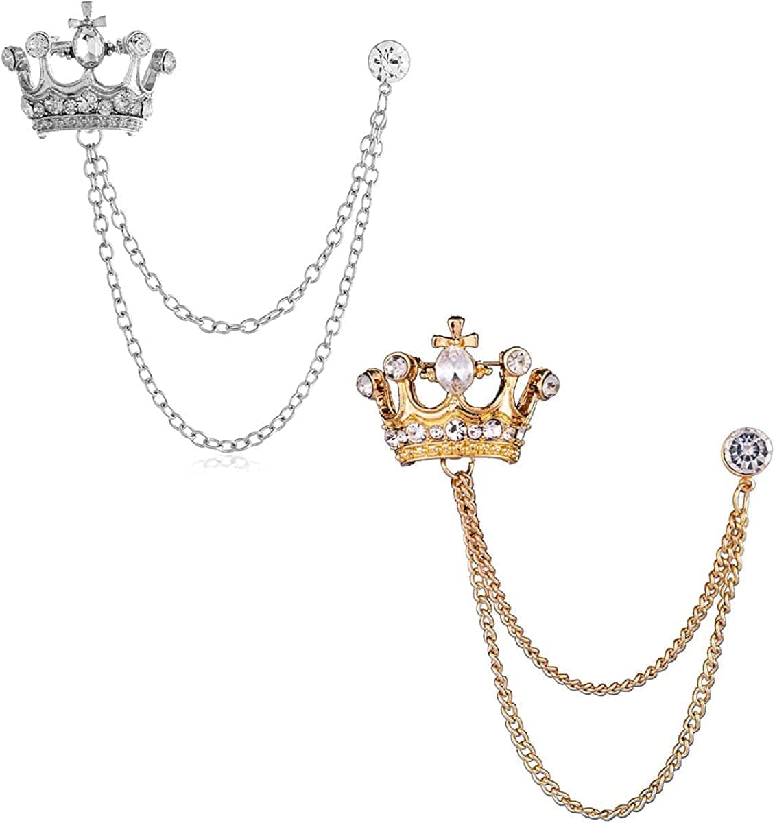 Angelshop Men Metal Brooch Pin Vintage Lapel Stick Pin Suit Tie Brooch Badge 2PCS 2PCS Crown1