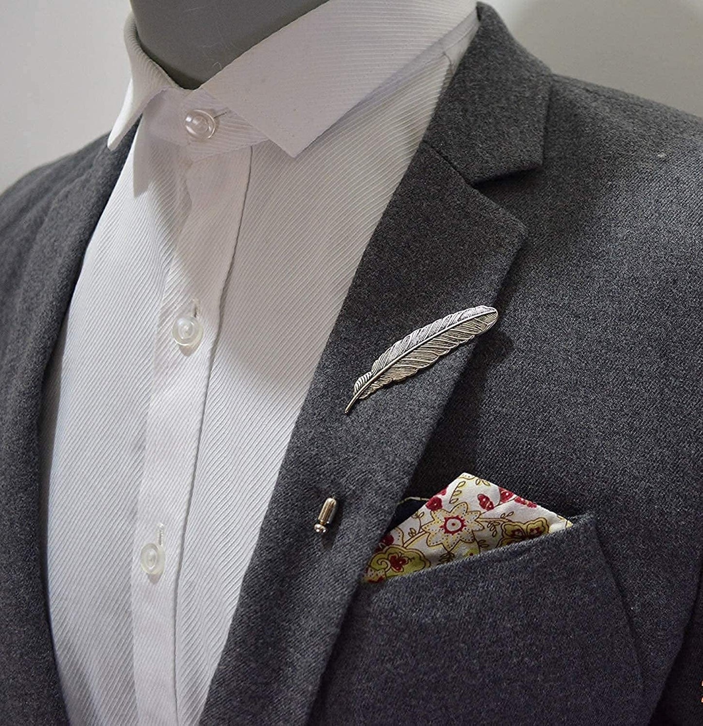 Angelshop Men Metal Brooch Pin Vintage Lapel Stick Pin Suit Tie Brooch Badge 2PCS