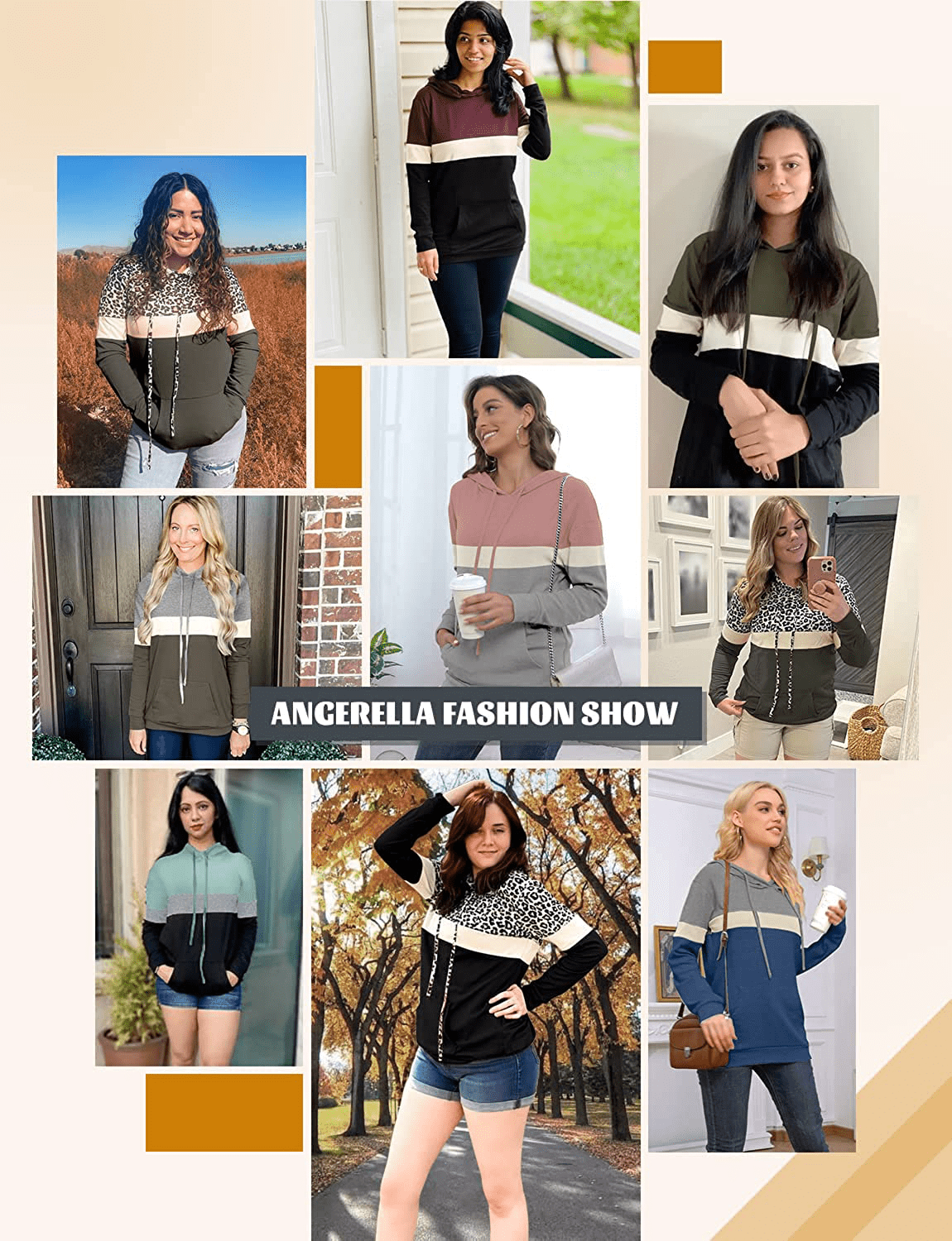 Angerella Hoodies for Women Camo Leopard Print Tops Pullover Hooded Sweatshirt Drawstring with Pocket Apparel & Accessories > Clothing > Activewear Kylie Max