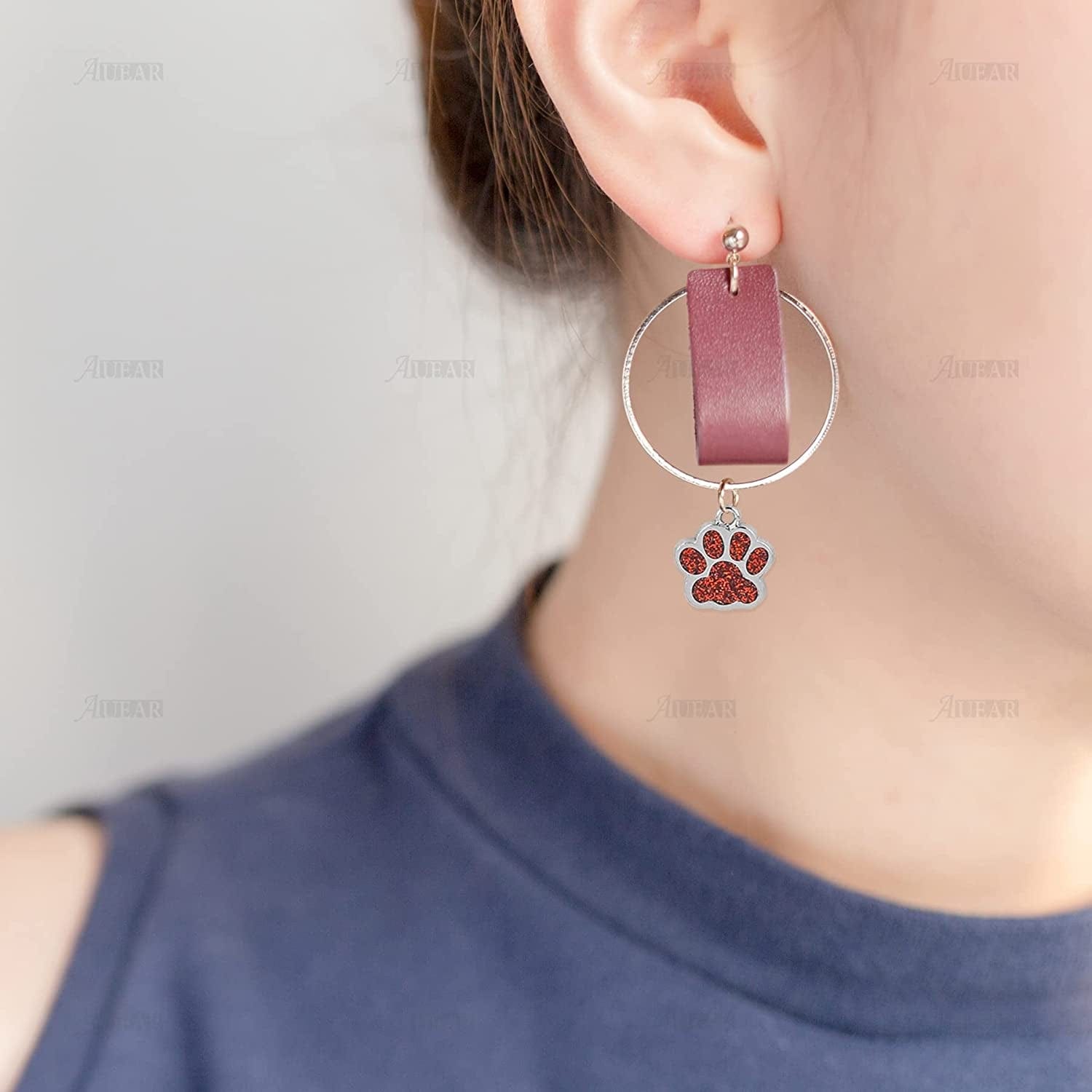 , Animal Dog Cat Paw Print Charms Pendants Crystal Beads Glitter Footprint Snap Button for DIY Necklace Bracelet Jewelry Making (40 Pcs)