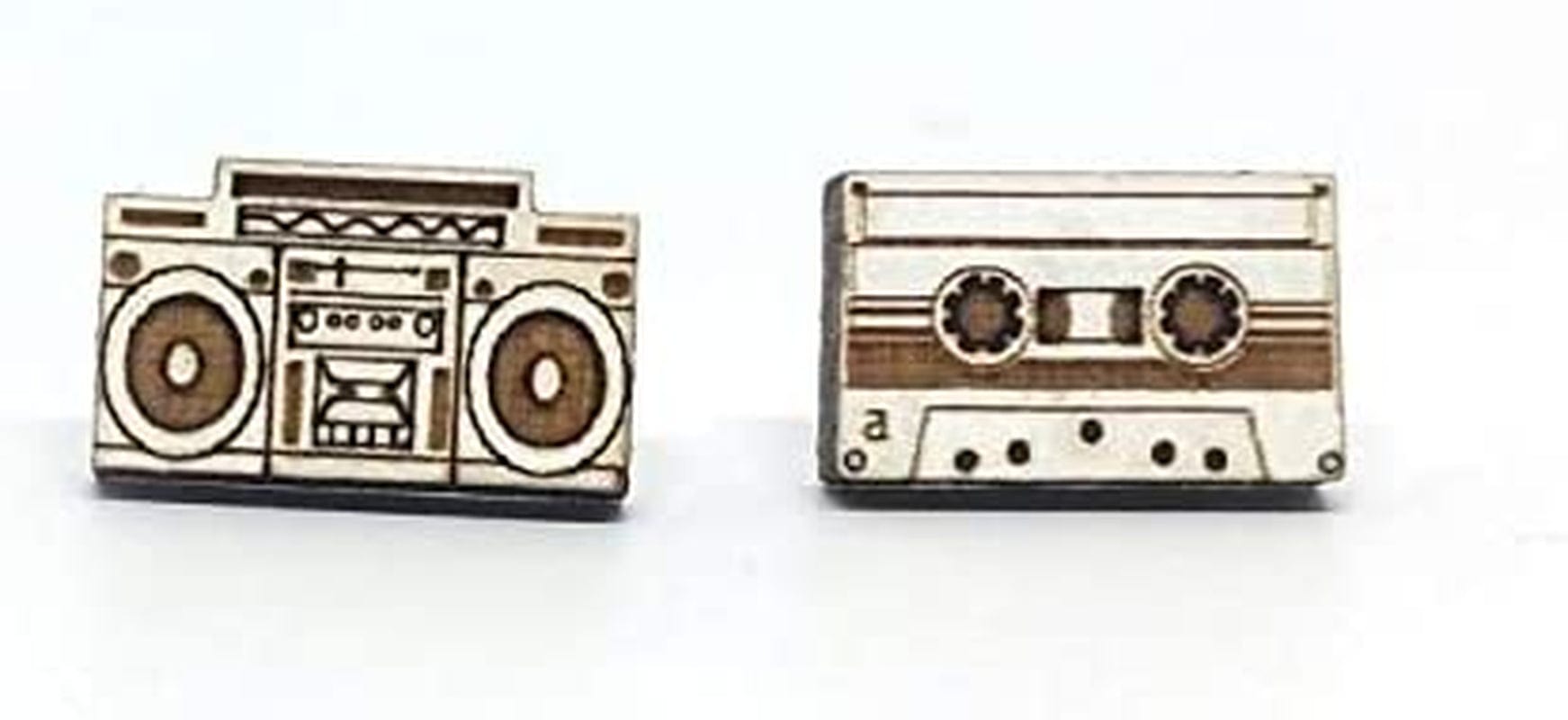 Animal Lover Fun Nature Stud Earrings, Handpainted Laser Cut Wood Earrings, Handmade in the USA by Boombox n' Tape (White)