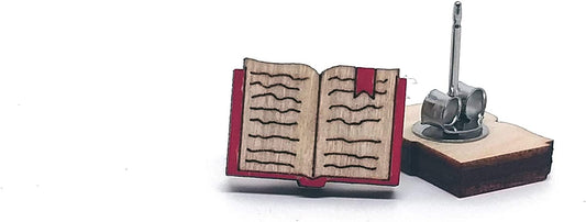 Animal Lover Fun Nature Stud Earrings, Handpainted Laser Cut Wood Earrings, Handmade in the USA by Open Book