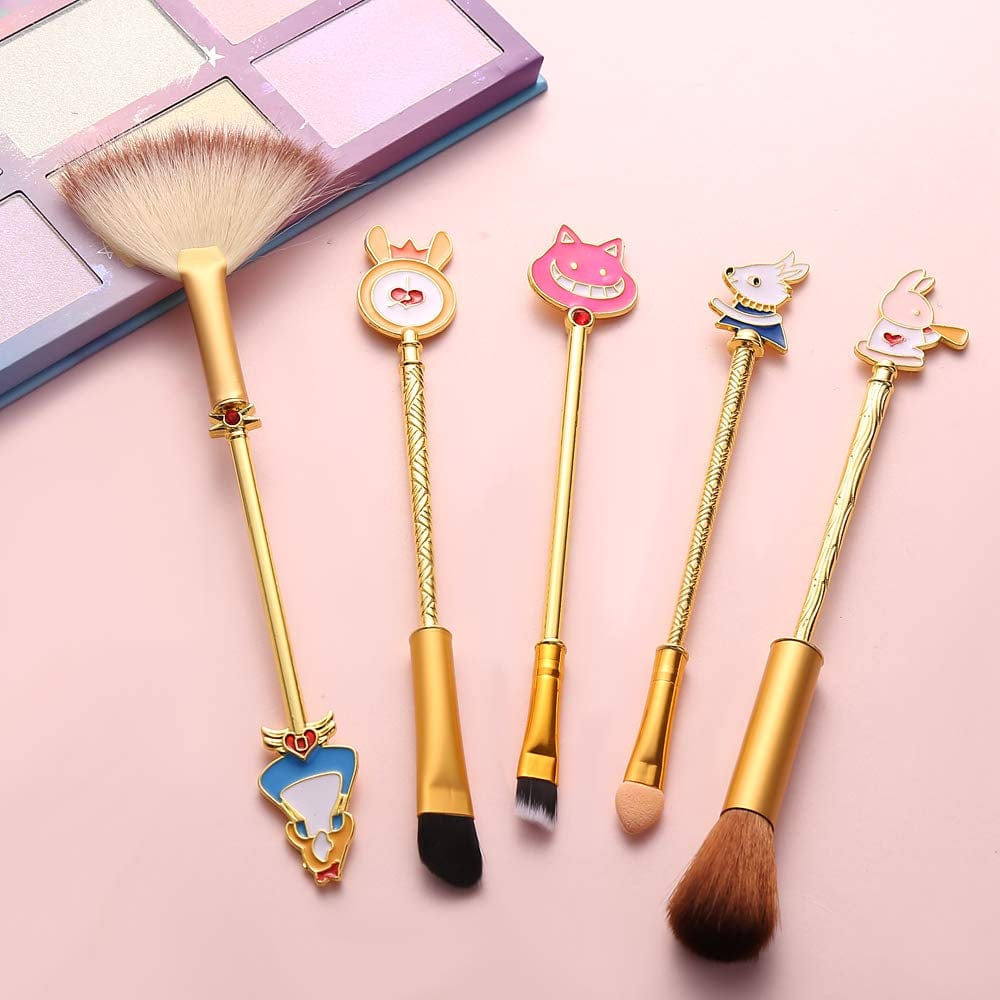 Anime Alice in Wonderland Makeup Brushes Set Foundation Blending Powder Eye Shadow Contour Concealer Blush Cosmetic Fairy Makeup Brush Tools (Gold Color - C) (A - Gold Color) Health & Beauty > Personal Care > Cosmetics > Cosmetic Tools > Makeup Tools feimeng jewelry