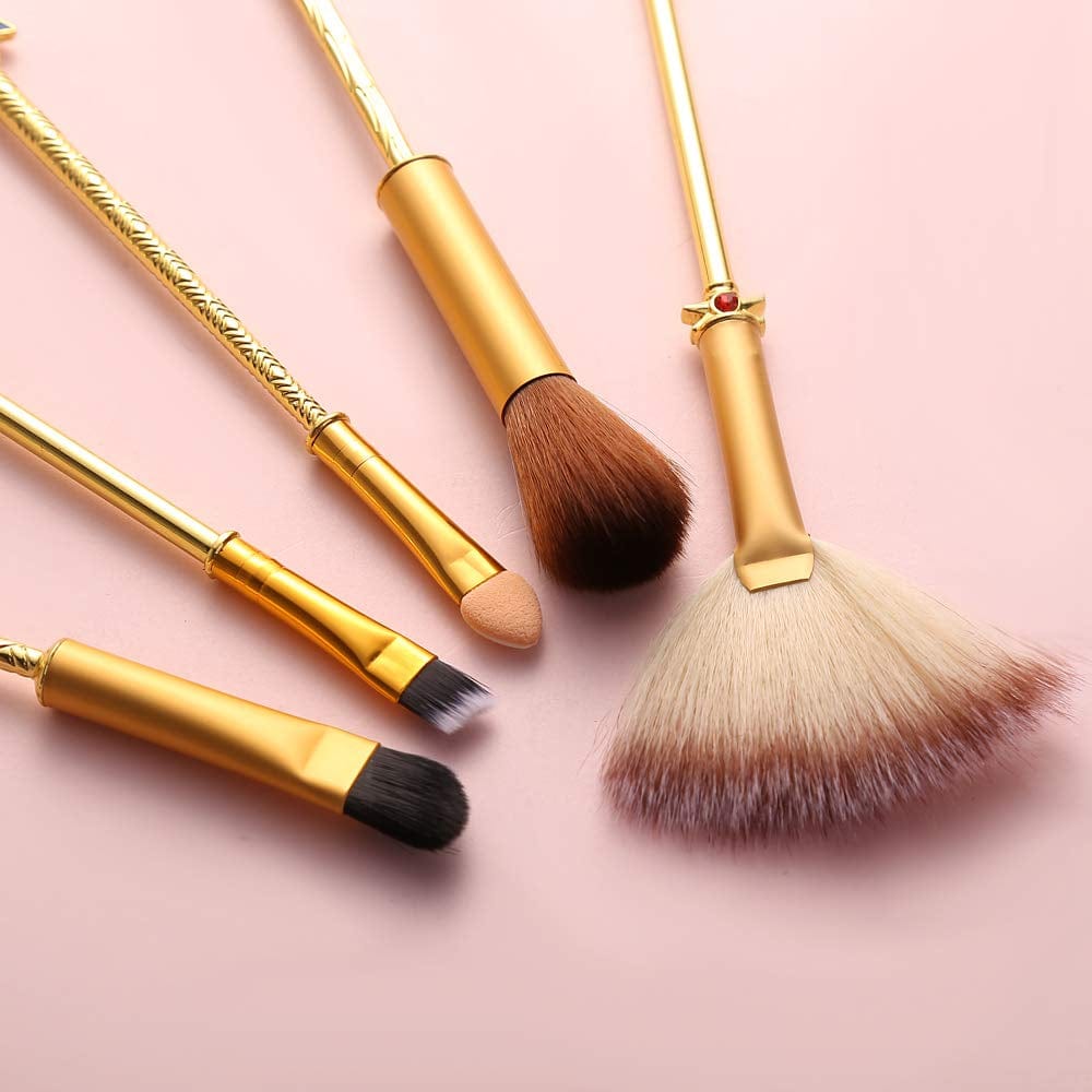 Anime Alice in Wonderland Makeup Brushes Set Foundation Blending Powder Eye Shadow Contour Concealer Blush Cosmetic Fairy Makeup Brush Tools (Gold Color - C) (A - Gold Color) Health & Beauty > Personal Care > Cosmetics > Cosmetic Tools > Makeup Tools feimeng jewelry